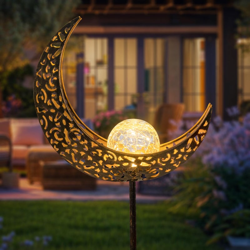 Homeimpro Moon Solar Lights Outdoor Garden Decor Gifts for Mom Women,Waterproof Stakes Yard Decorations for Lawn, Patio Accessories, Backyard Ornaments Birthday Gifts Mother Grandma (Bronze) - Image 1